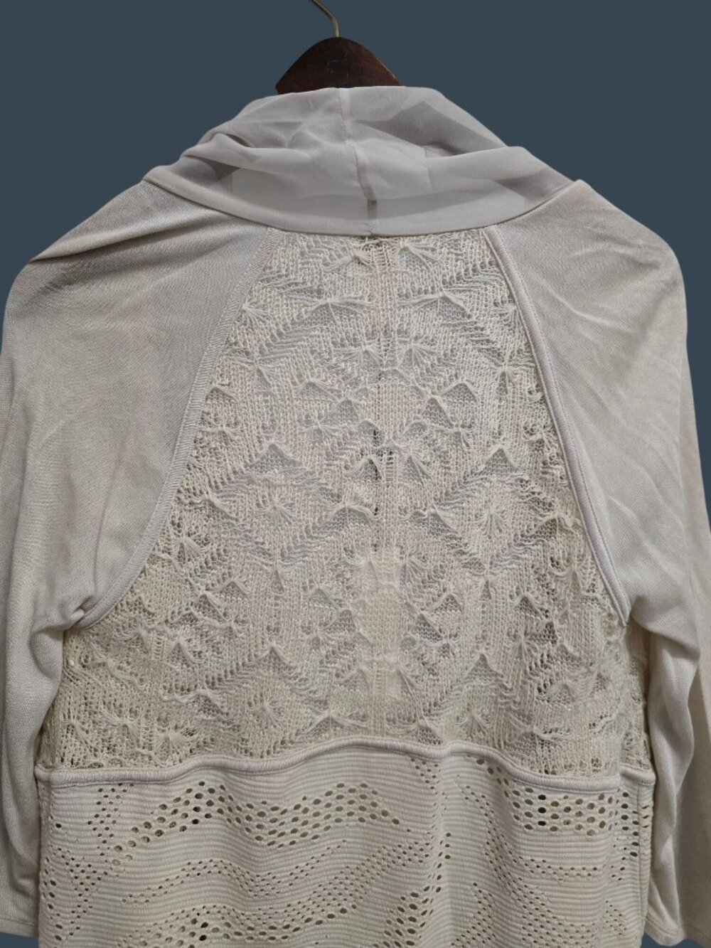 NWT Chicos Trixie Cardigan Cream 3/4 Sleeve Open Front Lace Sweater Size 0 - Picture 9 of 15